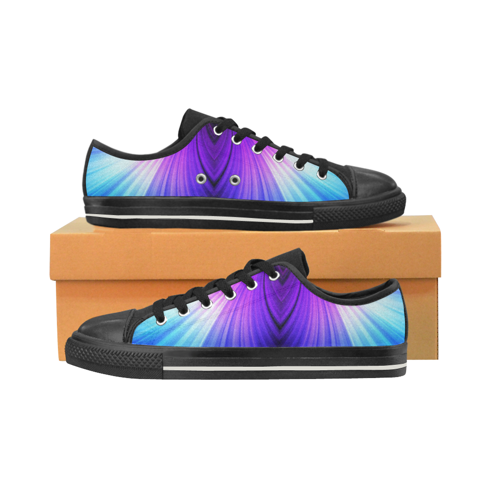 60s Psychedelic purple and blue kids shoes Low Top Canvas Shoes for Kid (Model 018)