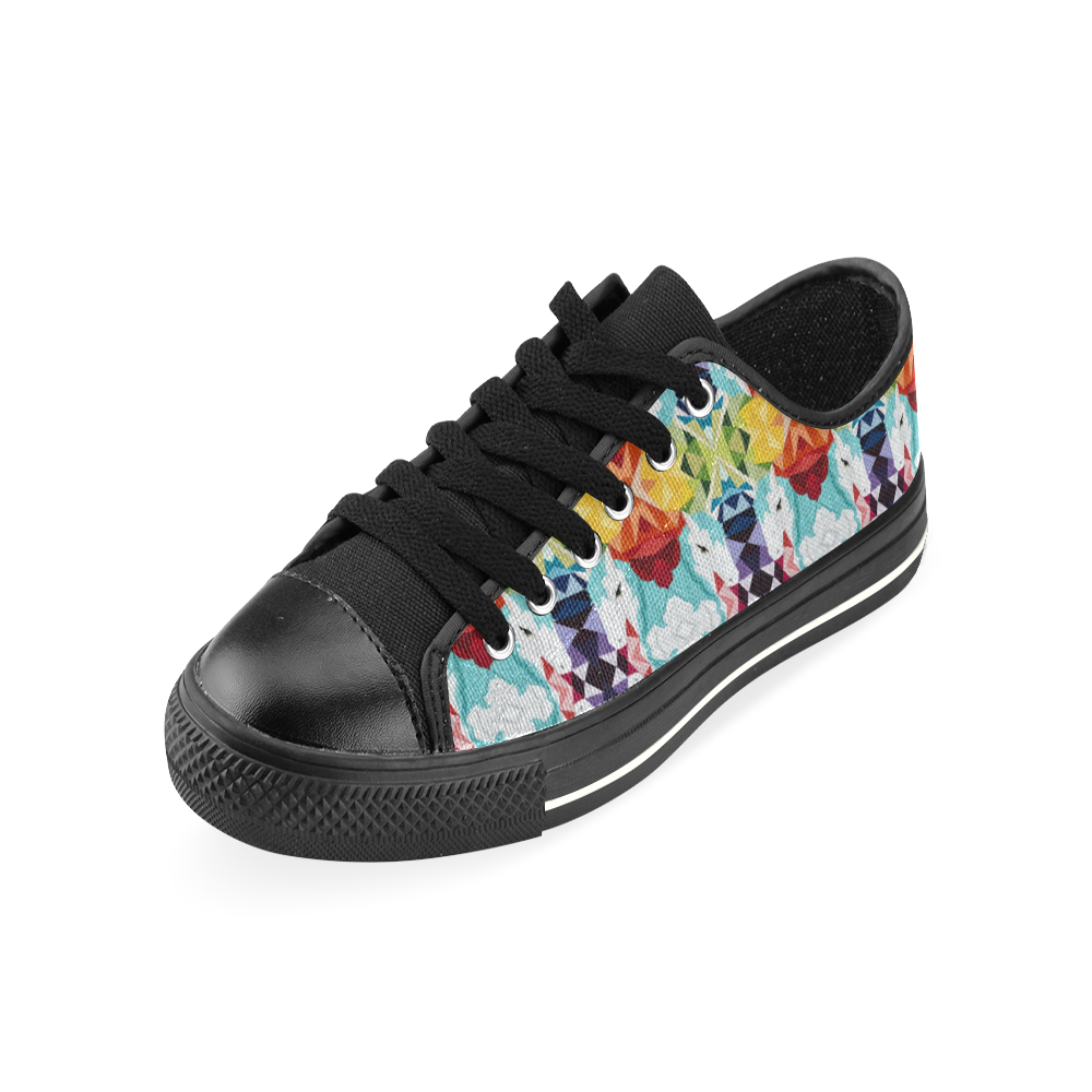 unicorn patchwork kids shoes Low Top Canvas Shoes for Kid (Model 018)