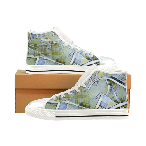 another modern moment, yellow by FeelGood High Top Canvas Women's Shoes/Large Size (Model 017)
