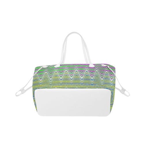 Colorful Pastel Zigzag Waves Pattern Clover Canvas Tote Bag (Model 1661)