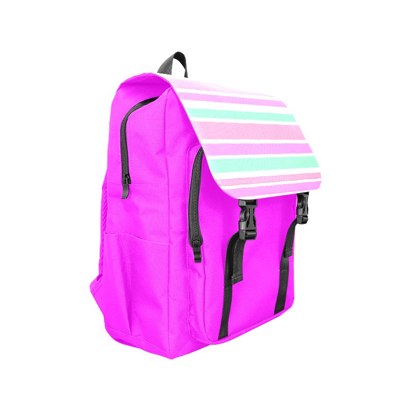 Pink Green Stripes Pattern Casual Shoulders Backpack (Model 1623)