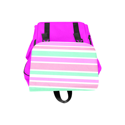 Pink Green Stripes Pattern Casual Shoulders Backpack (Model 1623)