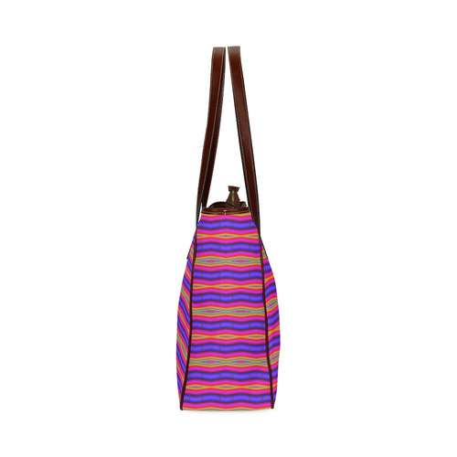 Bright Pink Purple Stripe Abstract Classic Tote Bag (Model 1644)