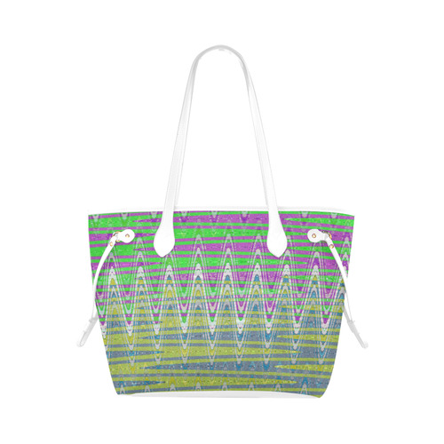 Colorful Pastel Zigzag Waves Pattern Clover Canvas Tote Bag (Model 1661)