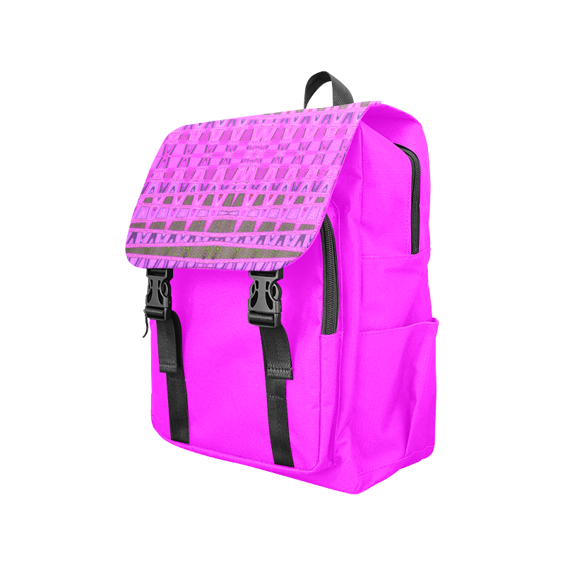 Bright Pink Black Abstract Pattern Casual Shoulders Backpack (Model 1623)