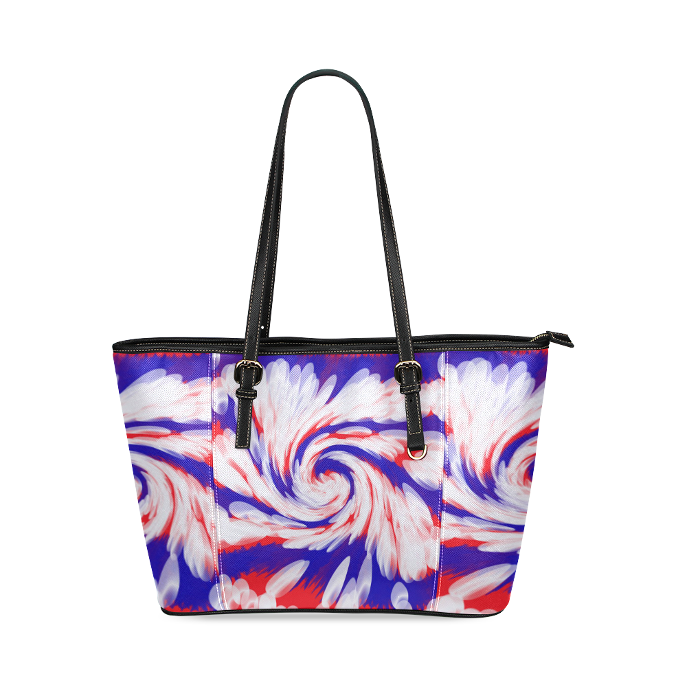 Red White Blue USA Patriotic Abstract Leather Tote Bag/Small (Model 1640)