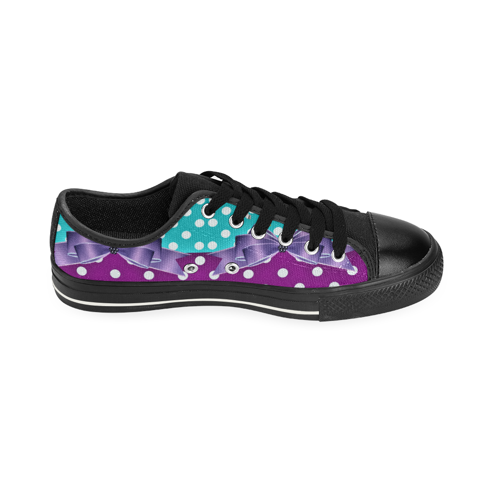 rockabilly bows n dots kids shoes Low Top Canvas Shoes for Kid (Model 018)