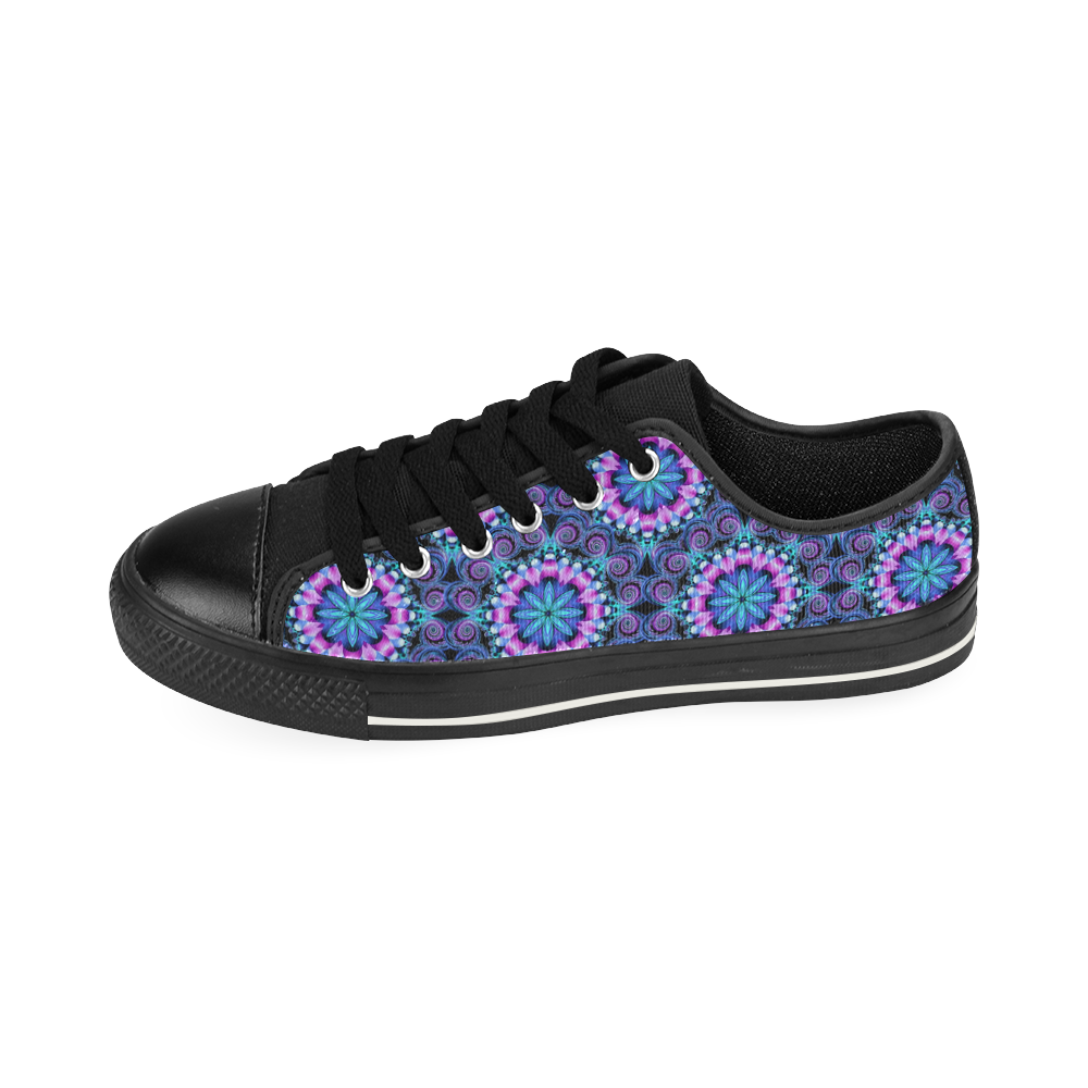 mandala shades of blue kids shoes Low Top Canvas Shoes for Kid (Model 018)