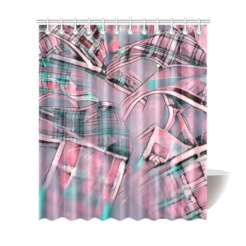 another modern moment, pink by FeelGood Shower Curtain 72"x84"