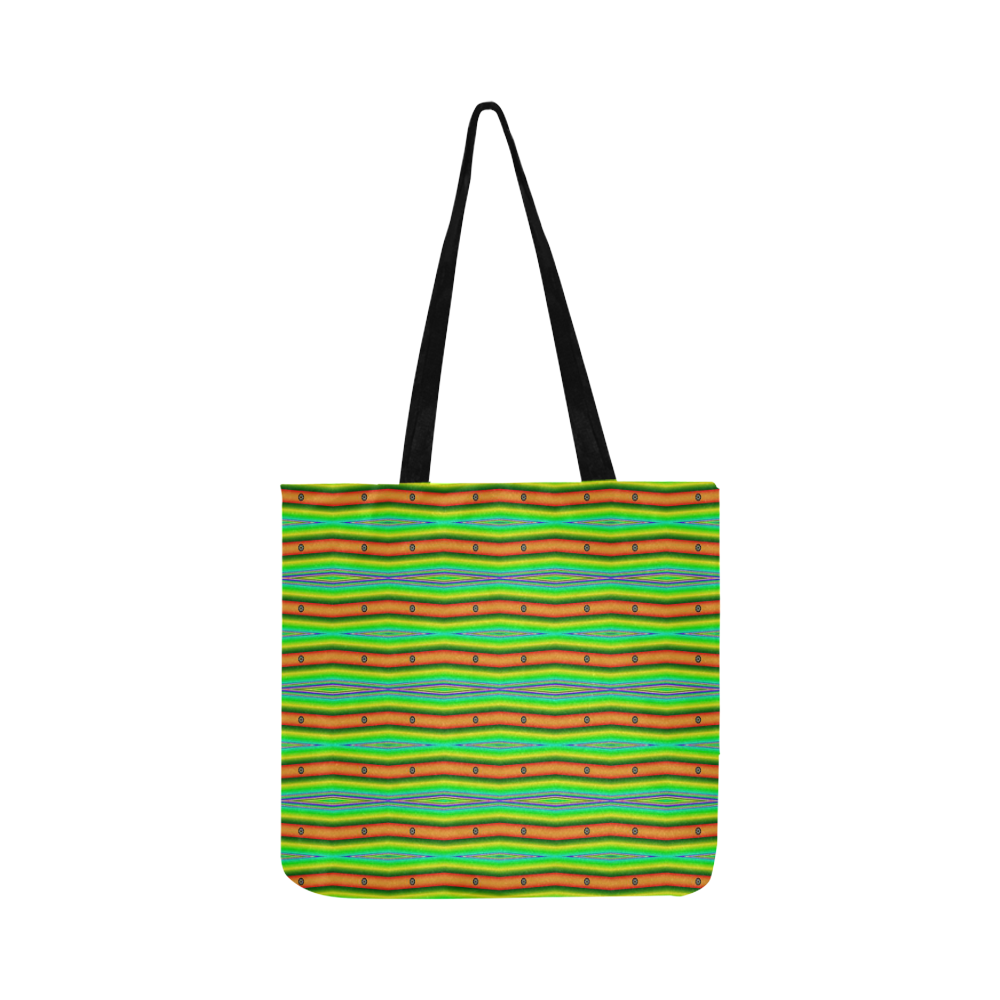 Bright Green Orange Stripes Pattern Abstract Reusable Shopping Bag Model 1660 (Two sides)