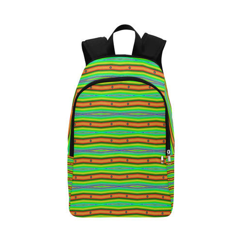 Bright Green Orange Stripes Pattern Abstract Fabric Backpack for Adult (Model 1659)