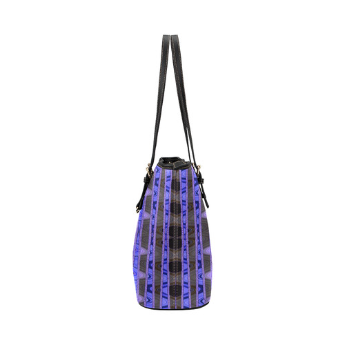 Blue Black Abstract Pattern Leather Tote Bag/Small (Model 1651)