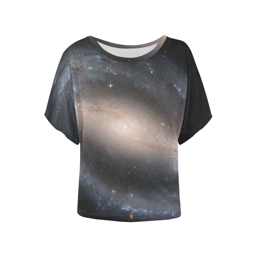 Barred spiral galaxy NGC 1300 Women's Batwing-Sleeved Blouse T shirt (Model T44)