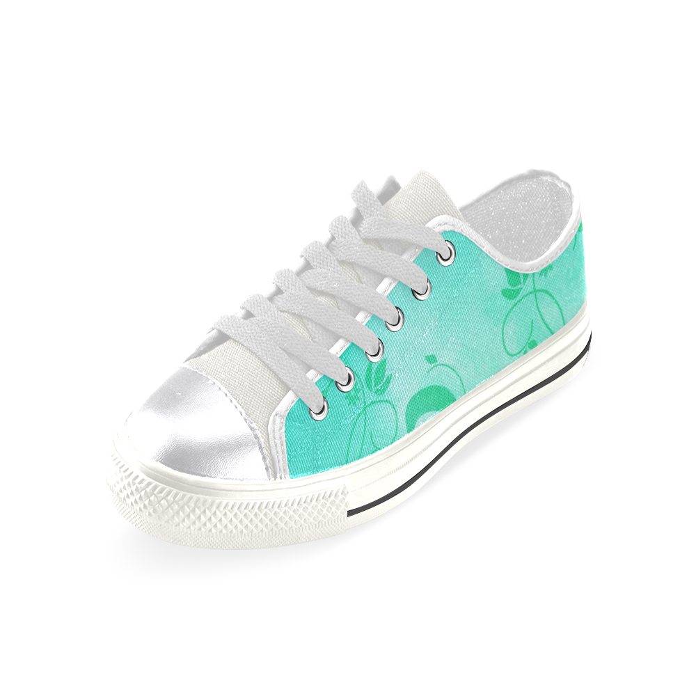 Green Flowery Life Canvas Women's Shoes/Large Size (Model 018)