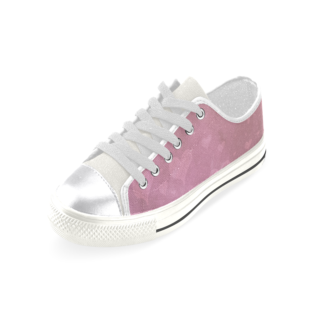 Romantic Hearts In Pink Canvas Women's Shoes/Large Size (Model 018)