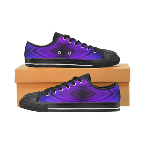 60s Psychedelic purple and blue a  kids shoes Low Top Canvas Shoes for Kid (Model 018)