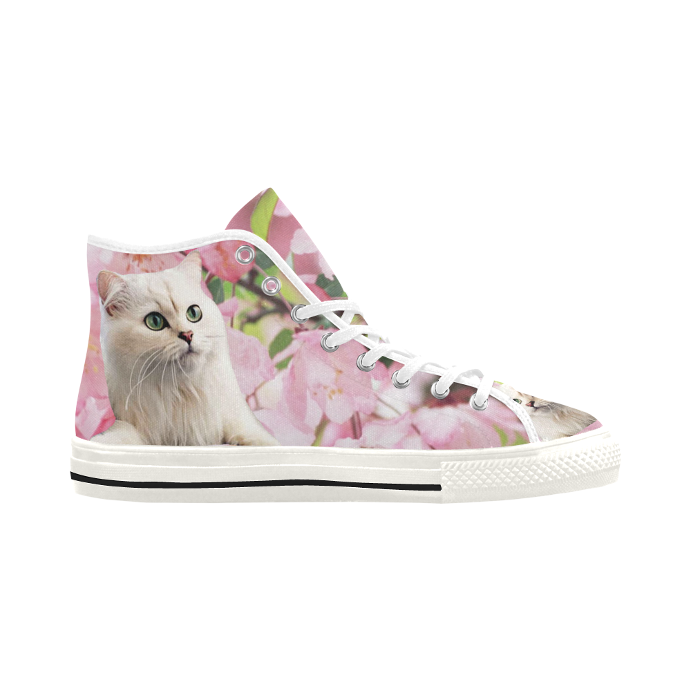 Cat and Flowers Vancouver H Women's Canvas Shoes (1013-1)