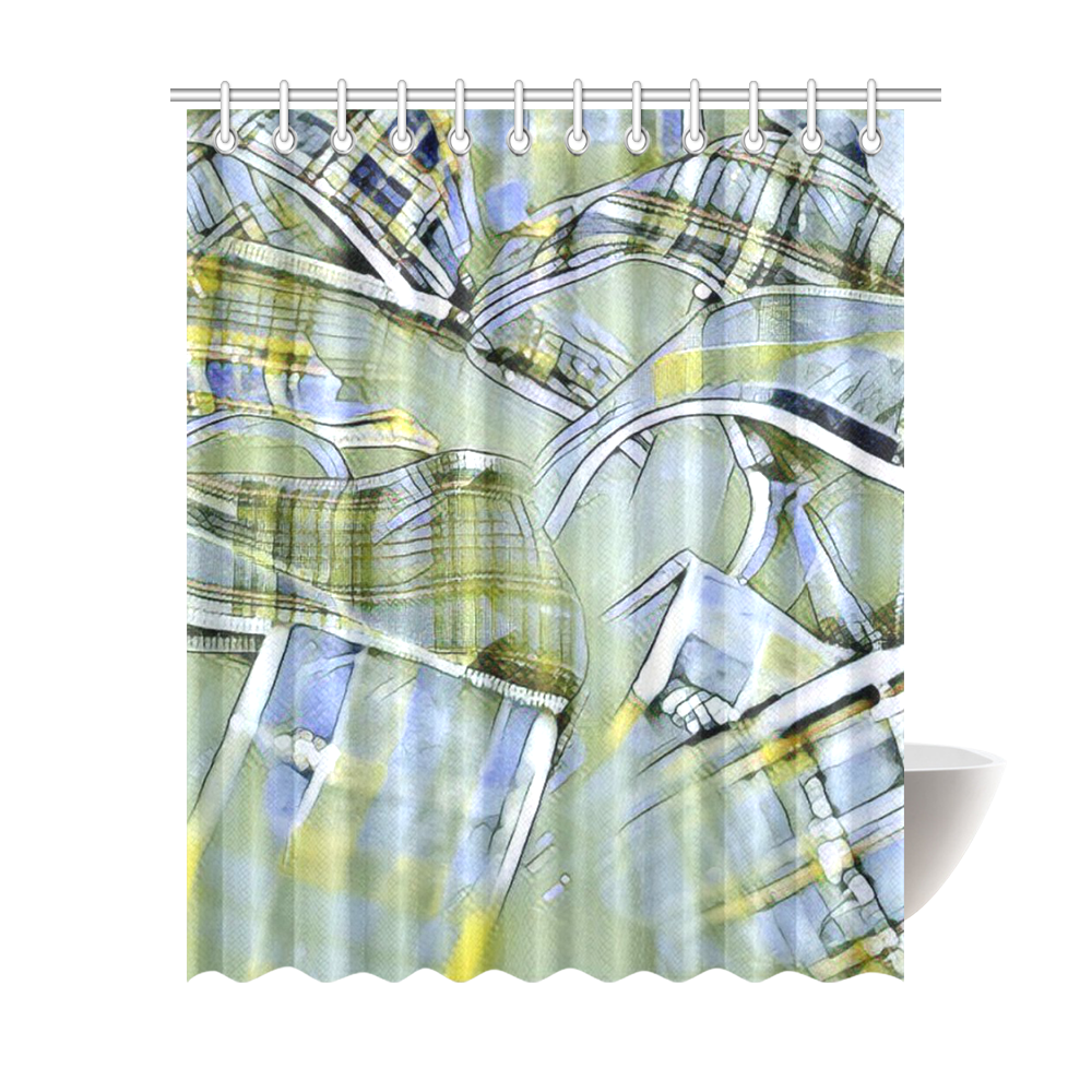 another modern moment, yellow by FeelGood Shower Curtain 69"x84"