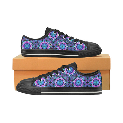 mandala shades of blue kids shoes Low Top Canvas Shoes for Kid (Model 018)