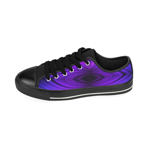 60s Psychedelic purple and blue a  kids shoes Low Top Canvas Shoes for Kid (Model 018)