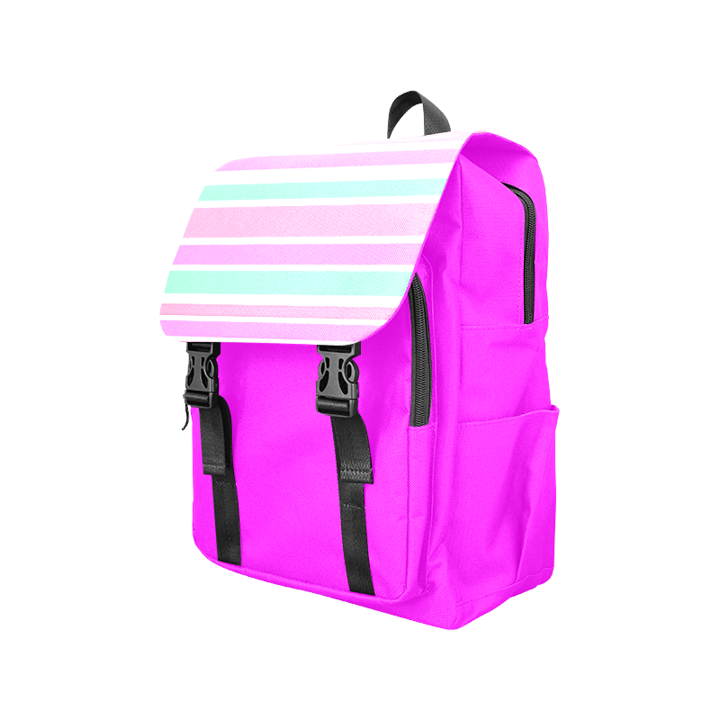 Pink Green Stripes Pattern Casual Shoulders Backpack (Model 1623)