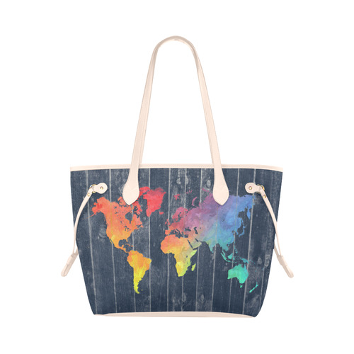 world map Clover Canvas Tote Bag (Model 1661)