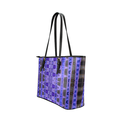 Blue Black Abstract Pattern Leather Tote Bag/Small (Model 1651)