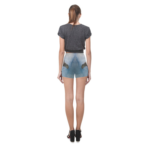 A american bald eagle flies in the snowy mountains Briseis Skinny Shorts (Model L04)