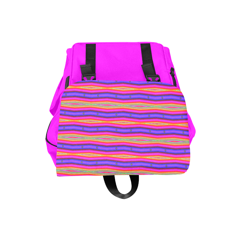 Bright Pink Purple Stripe Abstract Casual Shoulders Backpack (Model 1623)