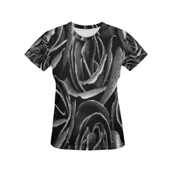 Black Roses All Over Print T-Shirt for Women (USA Size) (Model T40)