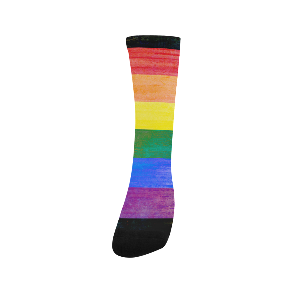Rainbow Flag Colored Stripes Grunge Trouser Socks