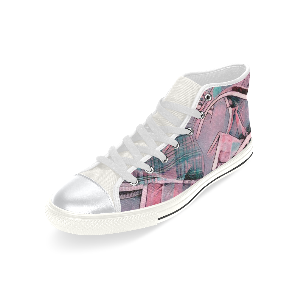 another modern moment, pink by FeelGood High Top Canvas Women's Shoes/Large Size (Model 017)