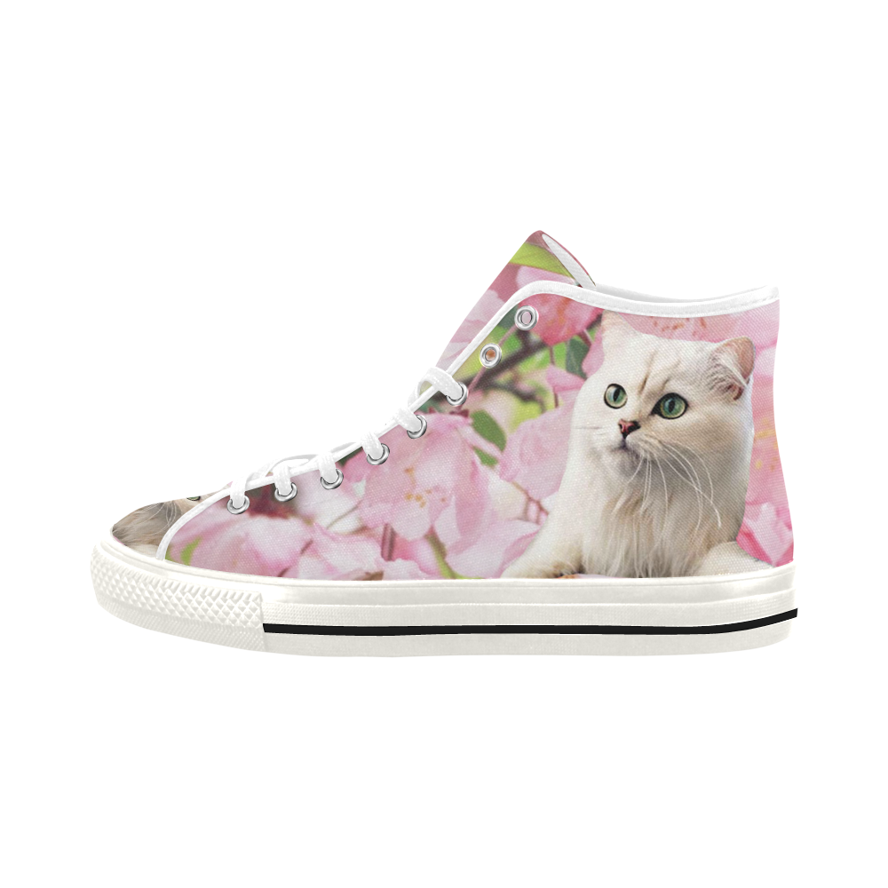 Cat and Flowers Vancouver H Women's Canvas Shoes (1013-1)
