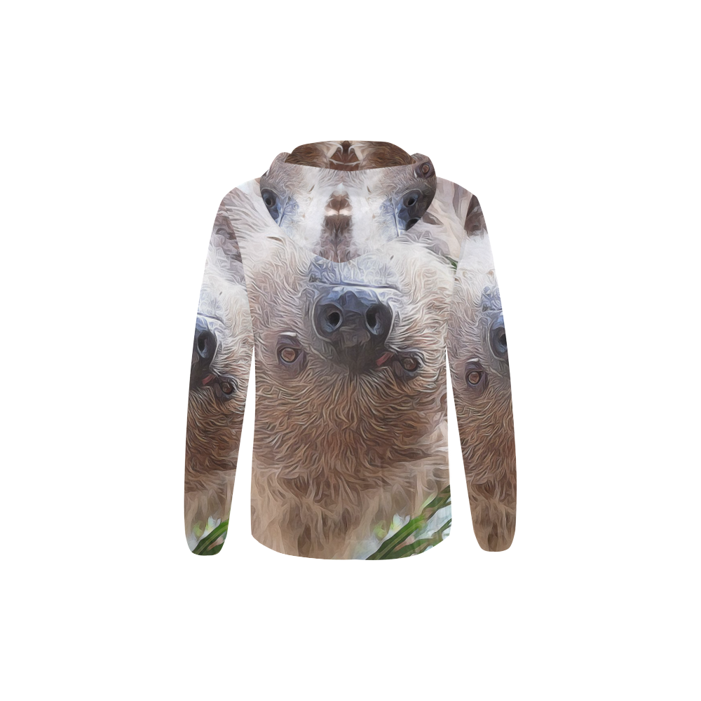 Cute Sloth in the tree by JamColors All Over Print Full Zip Hoodie for Kid (Model H14)