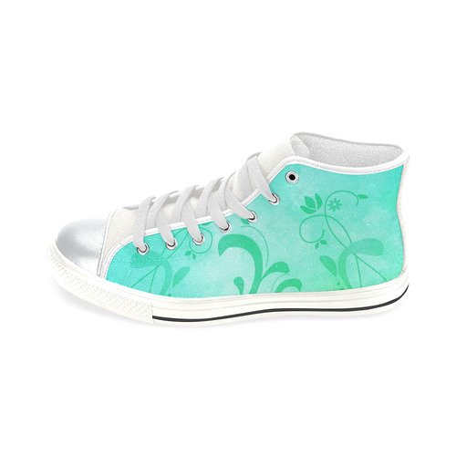 Green Flowery Life High Top Canvas Women's Shoes/Large Size (Model 017)