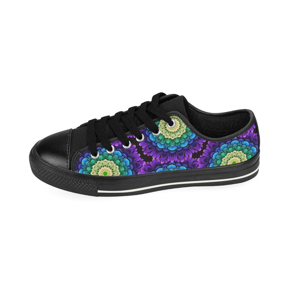 flower power blue kids shoes Low Top Canvas Shoes for Kid (Model 018)
