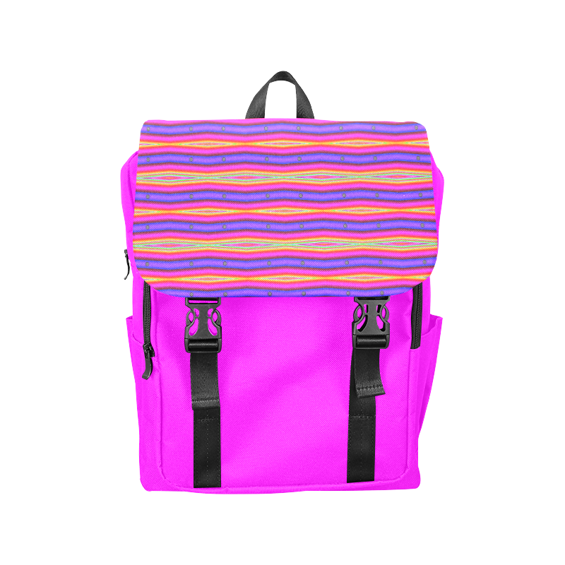 Bright Pink Purple Stripe Abstract Casual Shoulders Backpack (Model 1623)