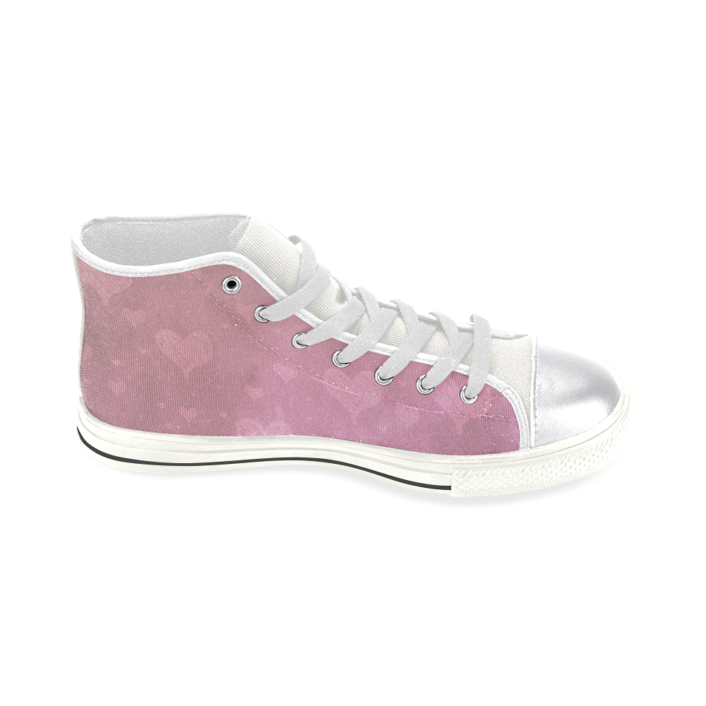 Romantic Hearts In Pink Women's Classic High Top Canvas Shoes (Model 017)