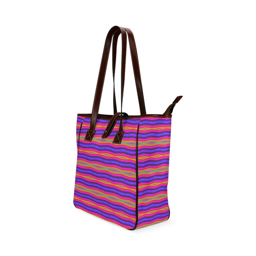Bright Pink Purple Stripe Abstract Classic Tote Bag (Model 1644)
