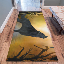 Lonely wolf in the night Area Rug 9'6''x3'3''