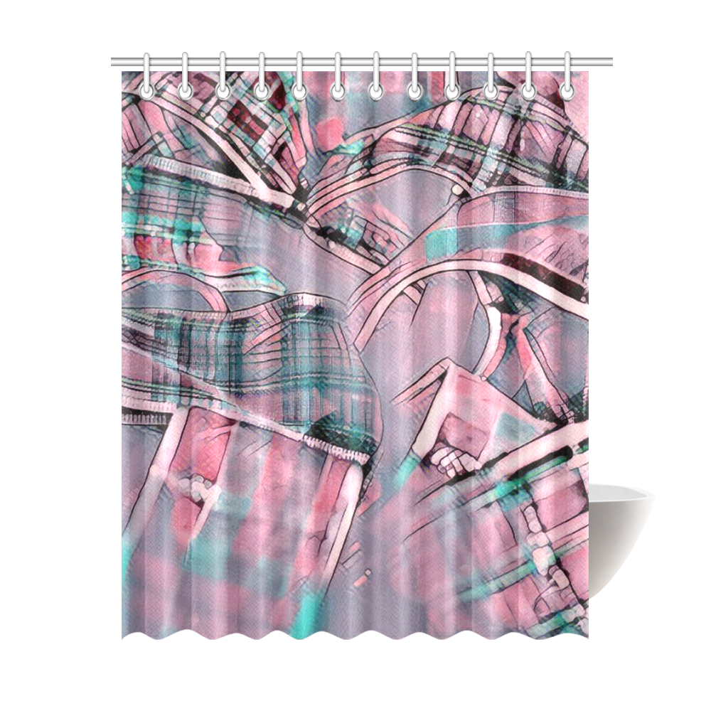 another modern moment, pink by FeelGood Shower Curtain 69"x84"