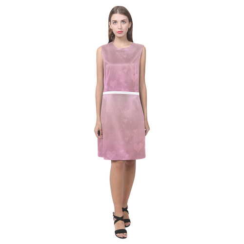 Romantic Hearts In Pink Eos Women's Sleeveless Dress (Model D01)