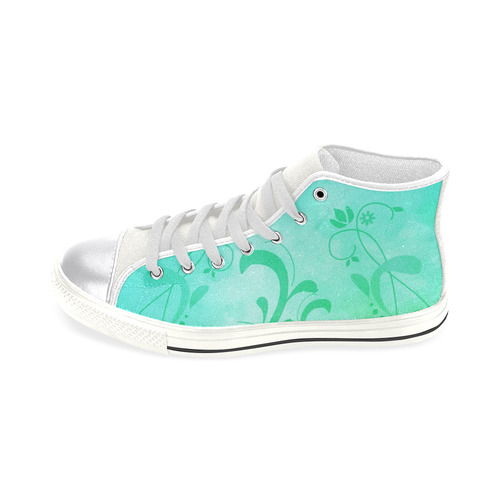 Green Flowery Life Women's Classic High Top Canvas Shoes (Model 017)