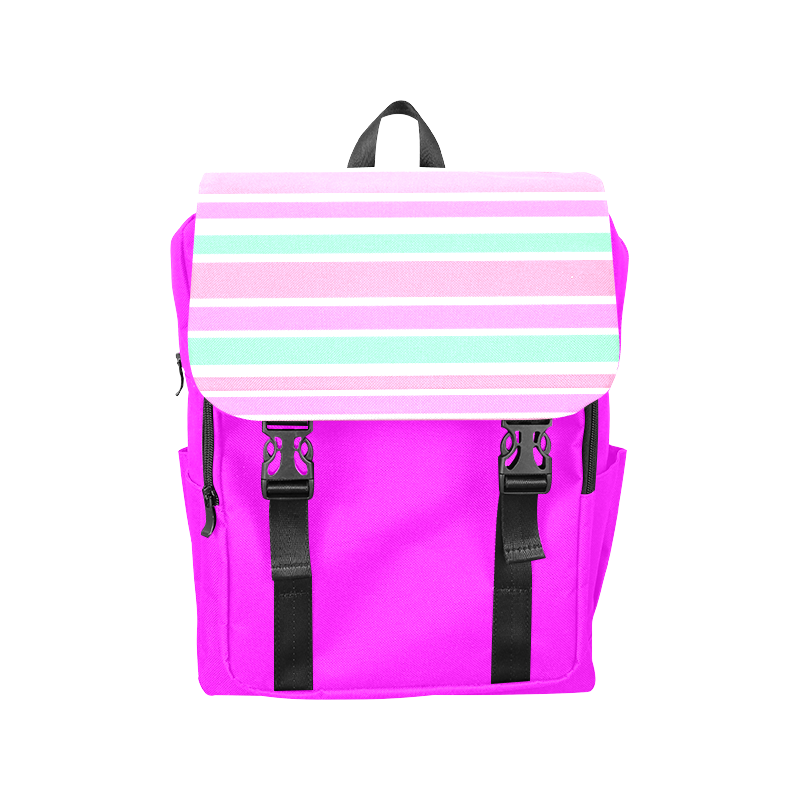 Pink Green Stripes Pattern Casual Shoulders Backpack (Model 1623)