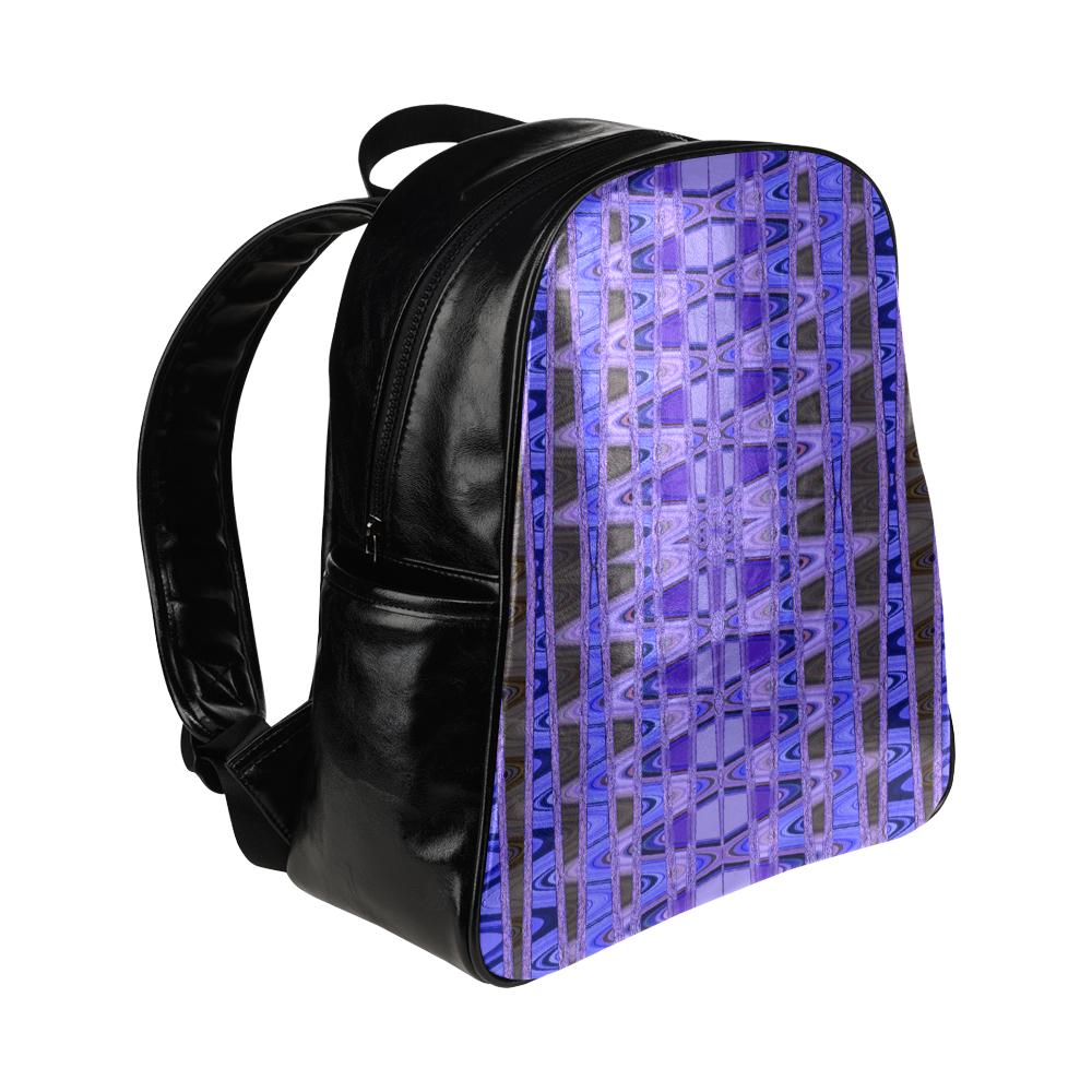 Blue Black Abstract Pattern Multi-Pockets Backpack (Model 1636)