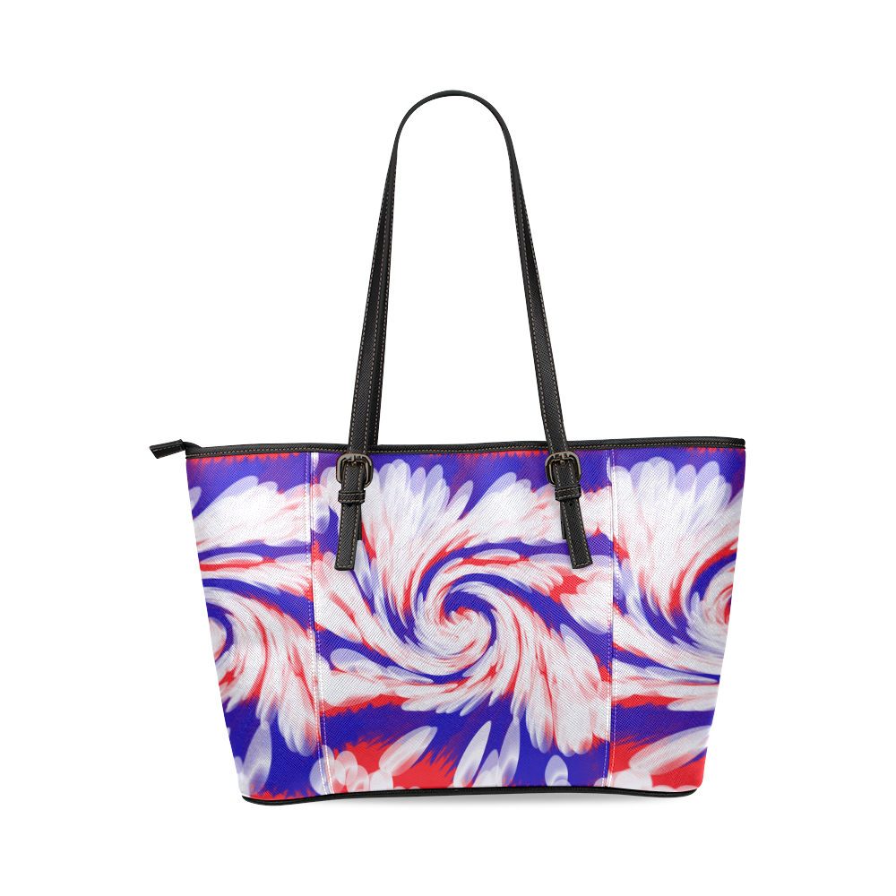 Red White Blue USA Patriotic Abstract Leather Tote Bag/Small (Model 1640)