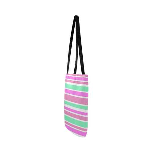 Pink Green Stripes Pattern Reusable Shopping Bag Model 1660 (Two sides)