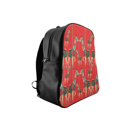 prancing carousel giraffes. red kids bag School Backpack (Model 1601)(Small)