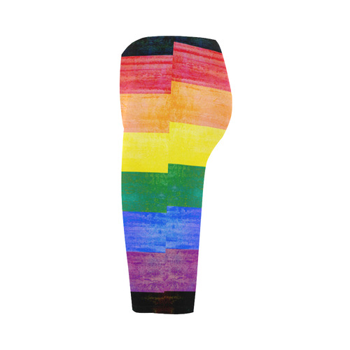 Rainbow Flag Colored Stripes Grunge Hestia Cropped Leggings (Model L03)