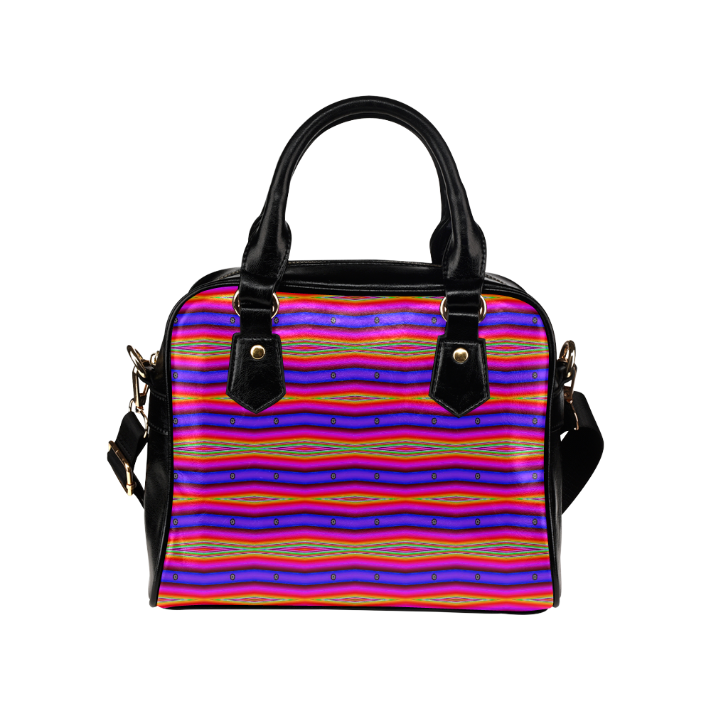 Bright Pink Purple Stripe Abstract Shoulder Handbag (Model 1634)